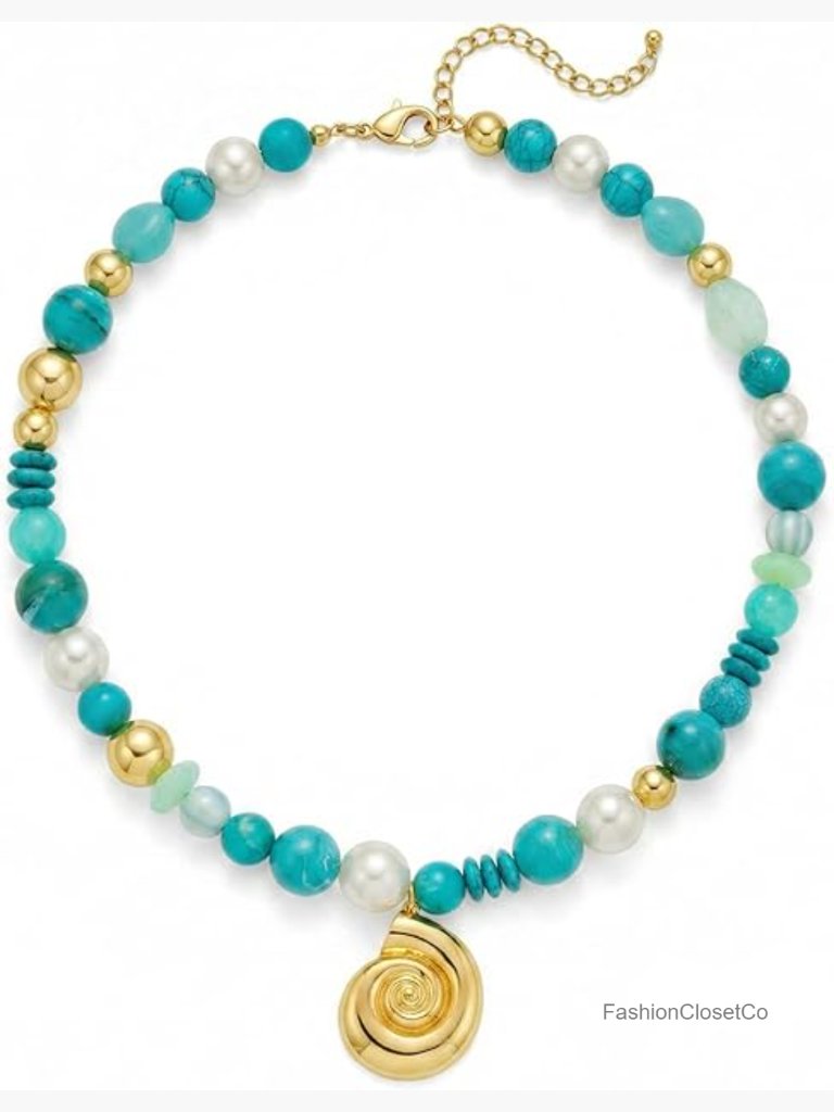 Chunky Beaded Statement Necklace Resin Irregular Bead Necklace